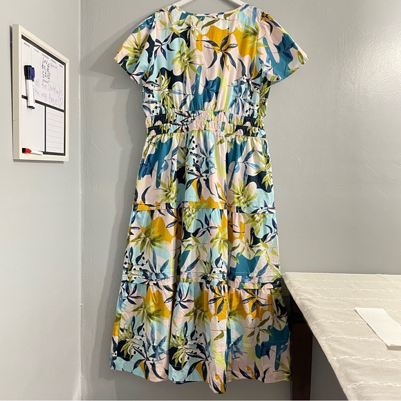 CYNTHIA ROWLEY Cotton Tiered Maxi Dress Floral popover Size 2X NWT resortwear - Picture 7 of 11